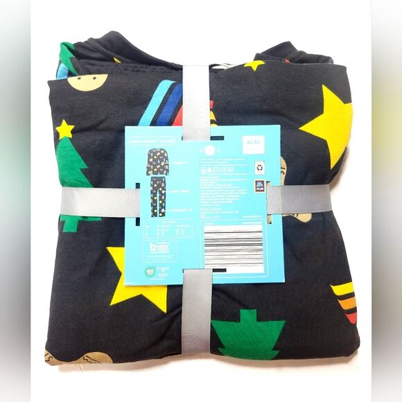 ALDI GEAR CHRISTMAS 2024 Men's 2pc Cotton Blend Gingerbread Man Pajama Set Black - Picture 6 of 11